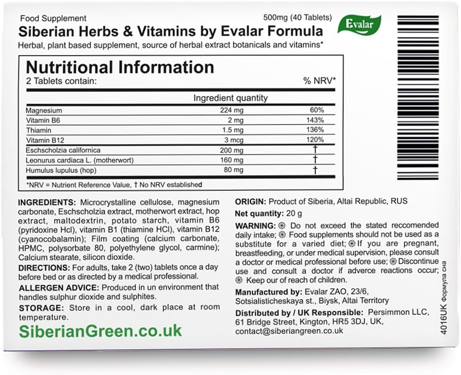 Evalar Siberian Herbal Formula – 40 Tablets, 500mg - görsel 5