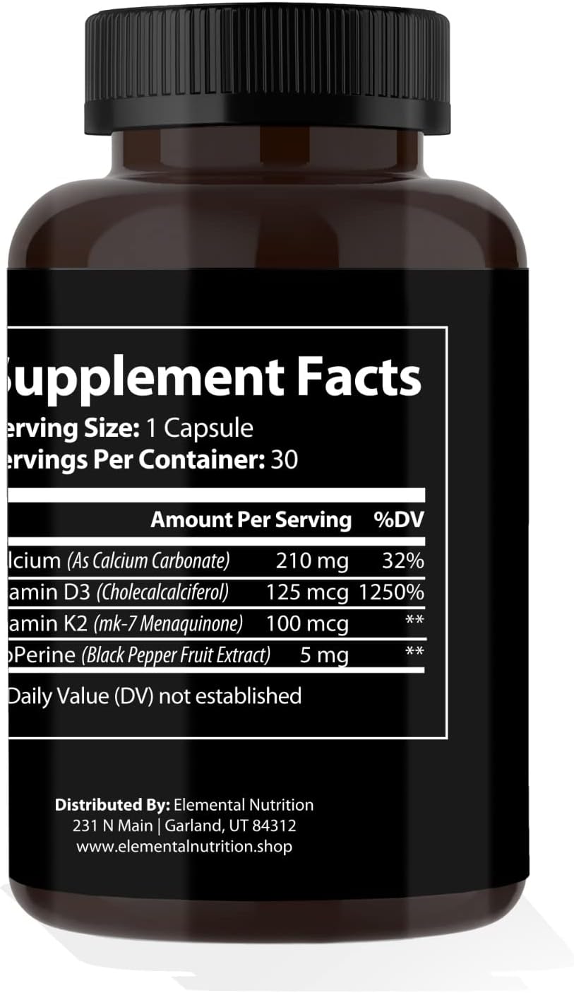 Vitamin K2 with D3 Extra Strength Supplement for Bone & Heart Health | Non-GMO Formula with 5000 IU Vitamin D3, 125 mcg Vitamin K2 (as MK-7) | Easy to Swallow Capsules, 30 Count - görsel 4