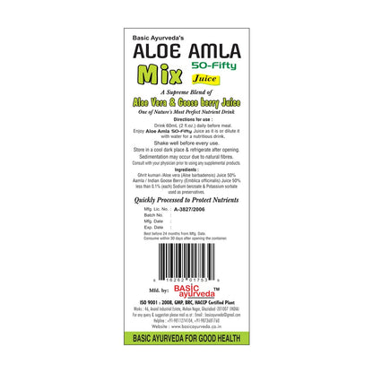 Basic Ayurveda Aloe Vera & Amla Herbal Mix Juice | 32.46 Fl Oz (960ml)