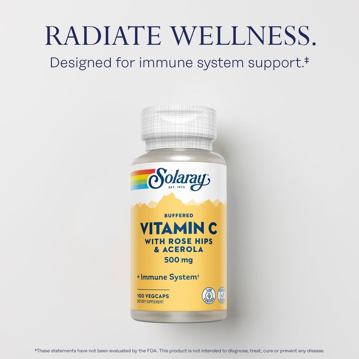 SOLARAY Buffered Vitamin C 500mg plus Rose Hips and Acerola - Immune Support Supplement - 100 VegCaps - görsel 3