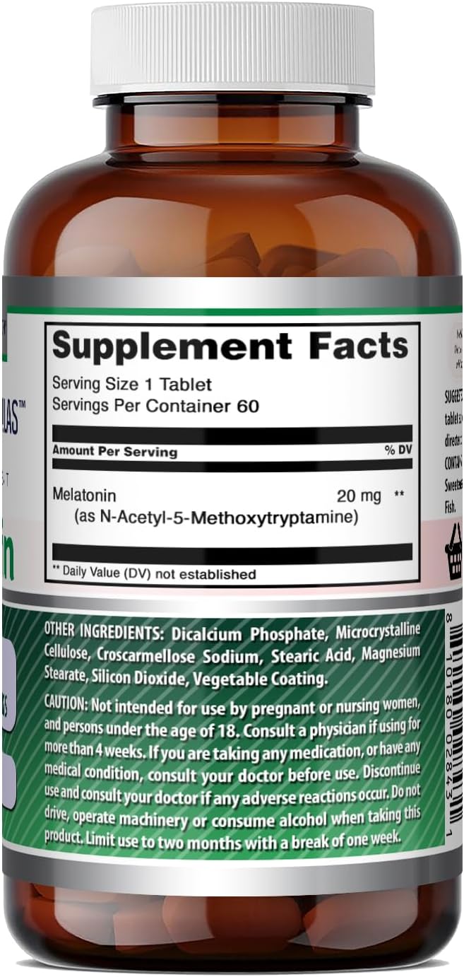 Amazing Formulae Melatonin Supplement, 20 mg, 60 Tablets - görsel 5