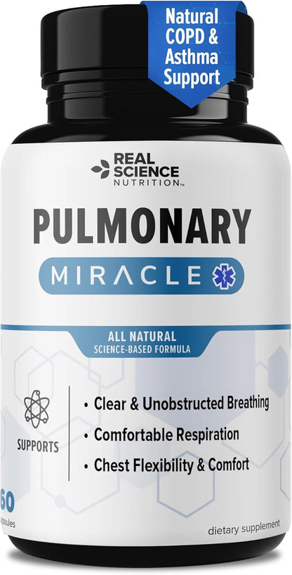Pulmonary Miracle Lung Support Capsules - Lung Support Supplement with Vinitrox & GABA for Respiratory Wellness, 60 Caps (3-Pack)