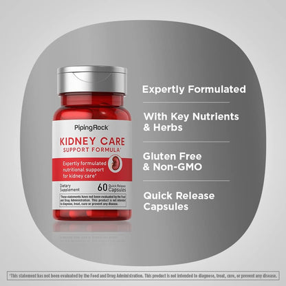 Piping Rock Kidney Support Supplement | 60 Capsules | Care & Restore Formula | for Men and Women | Non-GMO, Gluten-free