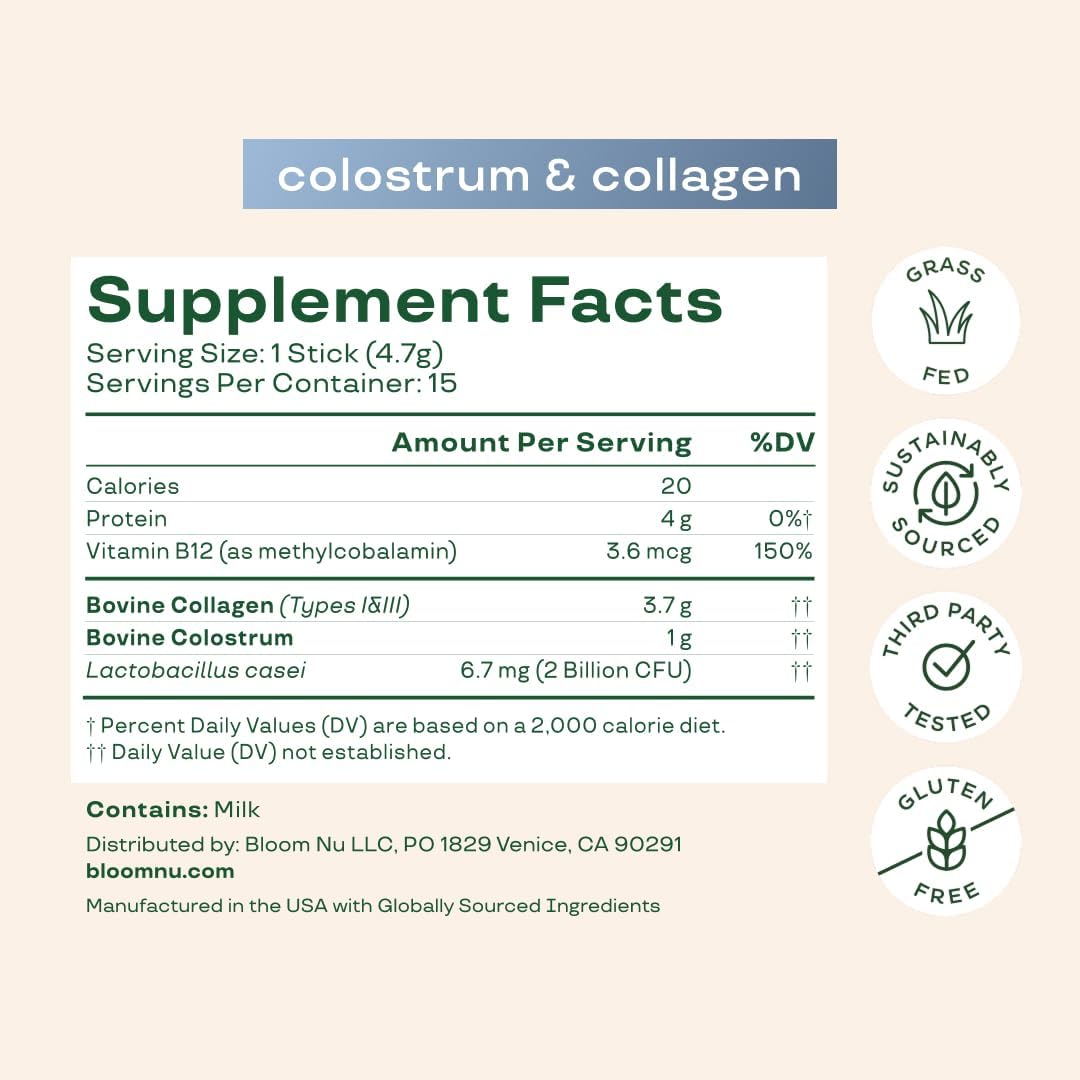 Bloom Nutrition Bovine Colostrum Powder Packet, Gut Health, Immune Support, Hair Growth & Beauty Supplement, Gluten-free, Sugar Free | Unflavoured, 15 Servings - görsel 4