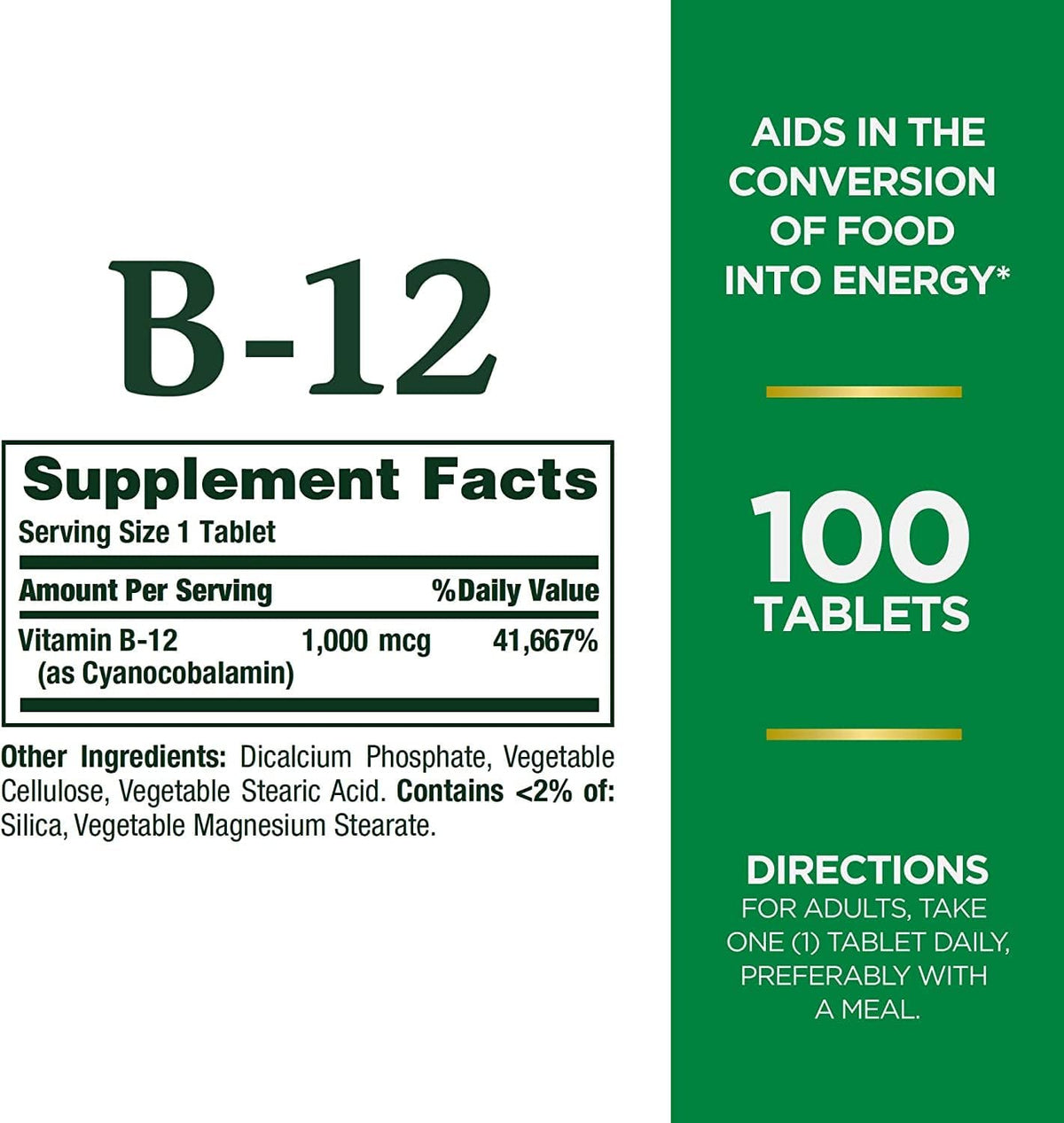 Nature's Bounty Vitamin B12 1000 mcg Tablets, 100 Tablets (Pack of 9) - görsel 3