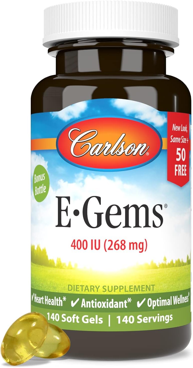 Carlson E-Gems Elite, 400 IU Vitamin E with Tocopherols and Tocotrienols, 60 Soft Gels - görsel 9