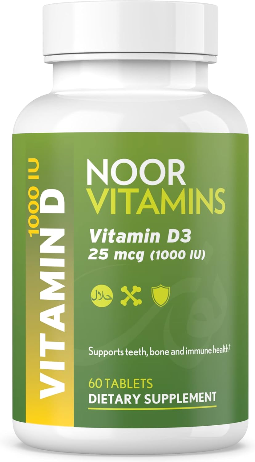Noor Vitamins Halal Vitamin D3 1000 IU Tablets - 60 Count - görsel 1