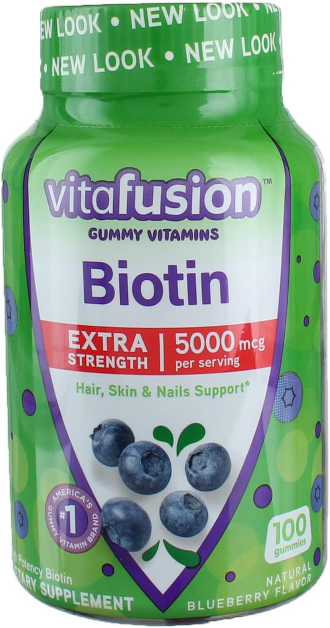 VitaFusion Biotin 5000 mcg Gummies, Extra Strength, Natural Blueberry Flavour – 300 Count (3 Pack) - görsel 1