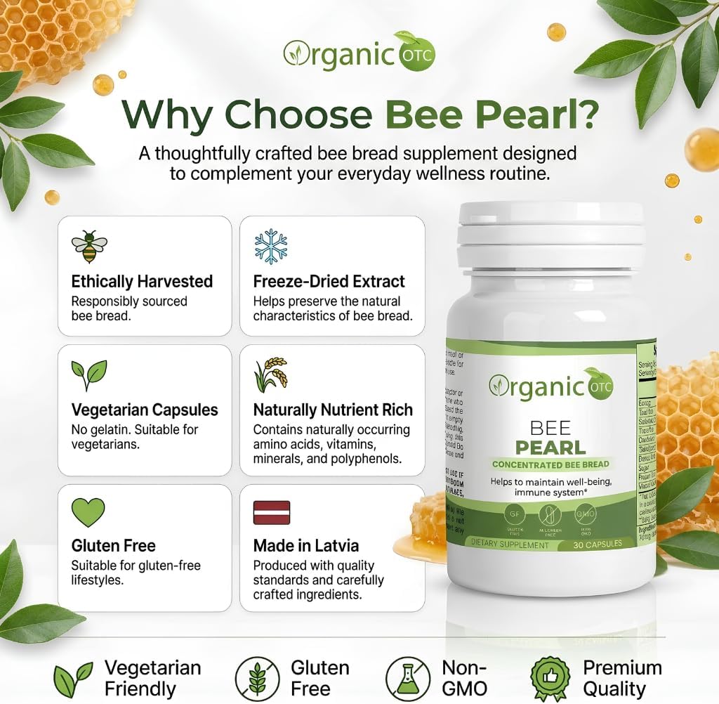 Organic Bee Pearl Capsules – Concentrated Bee Bread Supplement (30 Capsules) - görsel 6
