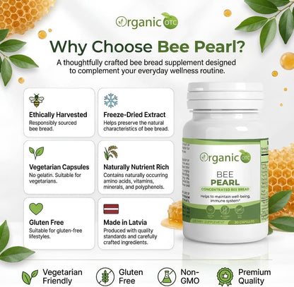 Organic Bee Pearl Capsules – Concentrated Bee Bread Supplement (30 Capsules)