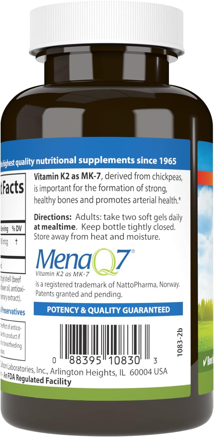Carlson Vitamin K2 MK-7 (Menaquinone) - 180 mcg, 180 Softgels - görsel 3