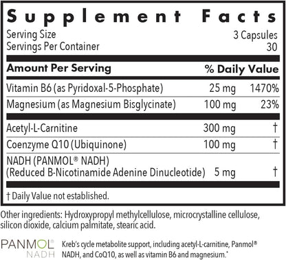 ARG Mitochondrial Cofactors – Mitochondrial Support with Acetyl-L-Carnitine, CoQ10, Vitamin B6 & Magnesium – 90 Vegetarian Capsules
