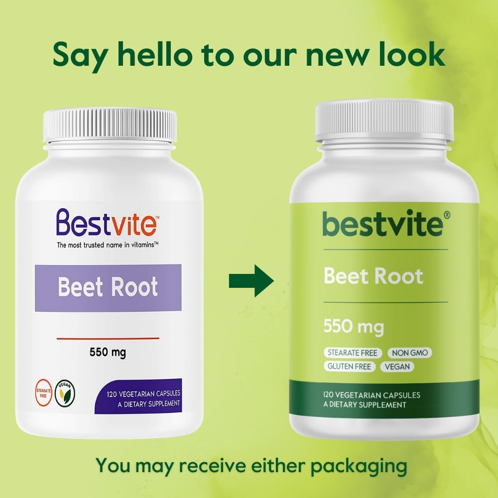 BESTVITE Beetroot, 550mg, 120 Vegetarian Capsules - Vegan, Non-GMO, Gluten-free - görsel 7