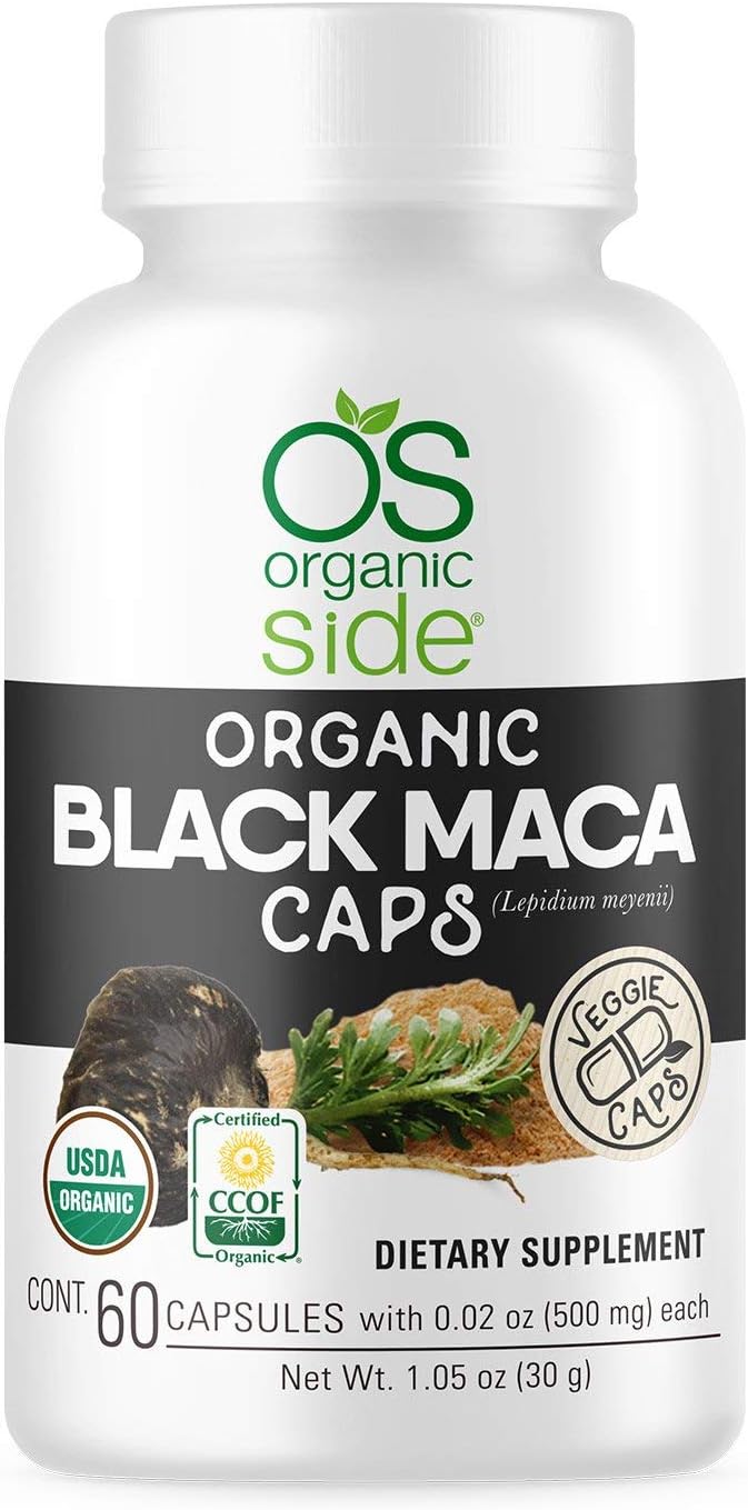 Organic Black Maca 60 Capsules | Natural Supplement with Black Maca Root Powder | Plant-Based Capsules for Energy, Vitality, and Hormonal Balance - görsel 1