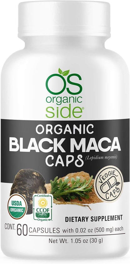 Organic Black Maca 60 Capsules | Natural Supplement with Black Maca Root Powder | Plant-Based Capsules for Energy, Vitality, and Hormonal Balance
