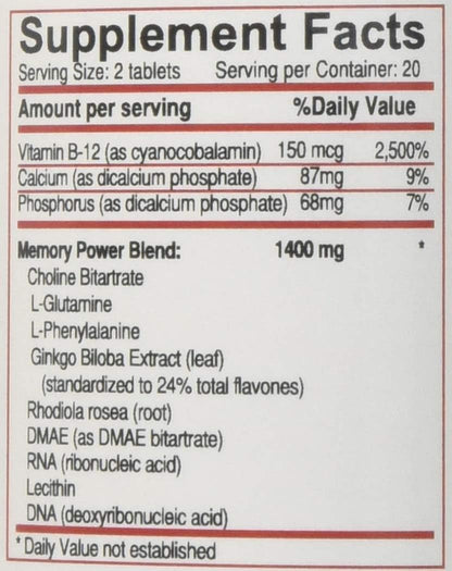 Memory Power Plus Multivitamin Tablets – 40 Tablets