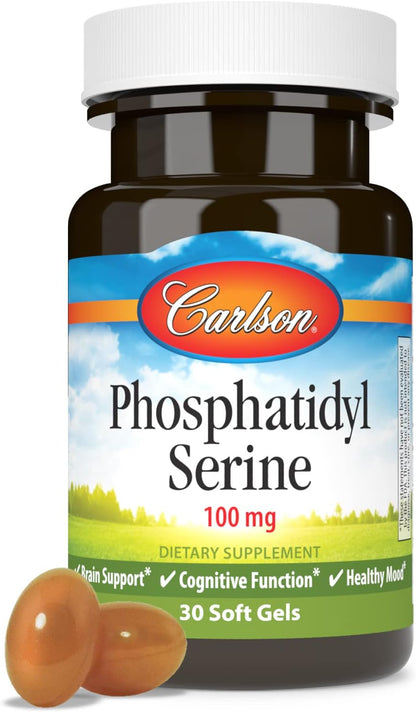 Carlson - Phosphatidyl Serine, 100 mg, Non-GMO, Brain Function, 30 Softgels