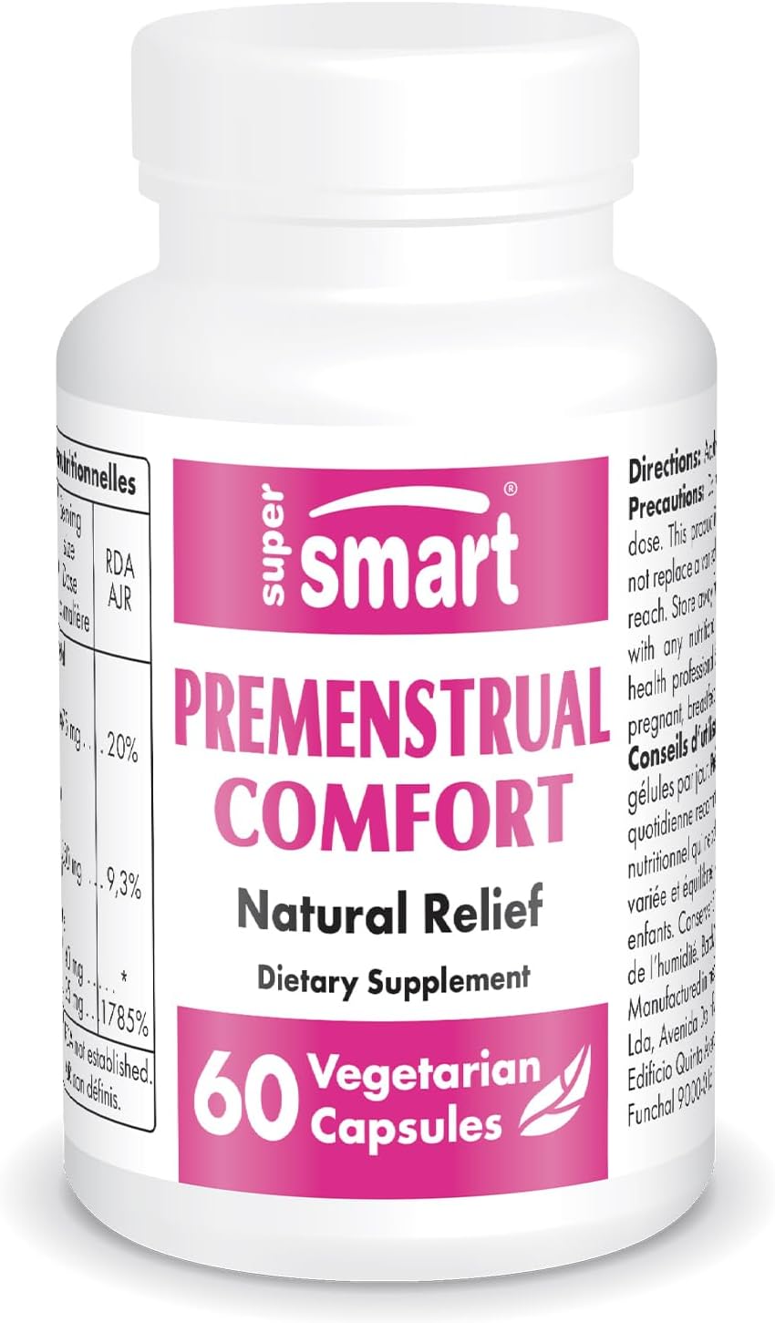SuperSmart Premenstrual Comfort (Advanced Formula) - Vitex Chasteberry & Vitamin B6 - 60 Vegetarian Capsules - görsel 1