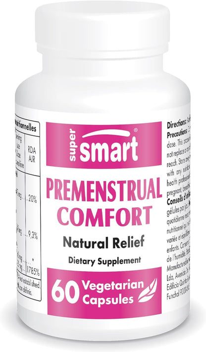 SuperSmart Premenstrual Comfort (Advanced Formula) - Vitex Chasteberry & Vitamin B6 - 60 Vegetarian Capsules