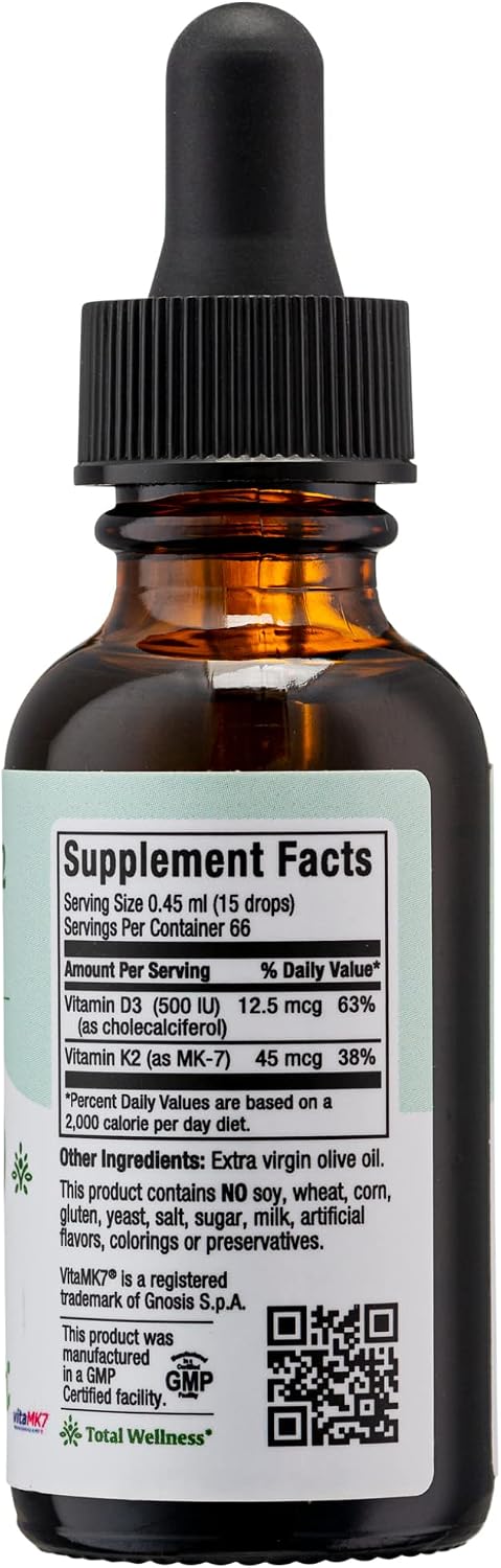 Maxi Health Liquid Vitamin D3 with K2 Drops - Vitamin K2 MK-7 and Vitamin D3 Supplement, 30 ml - görsel 3