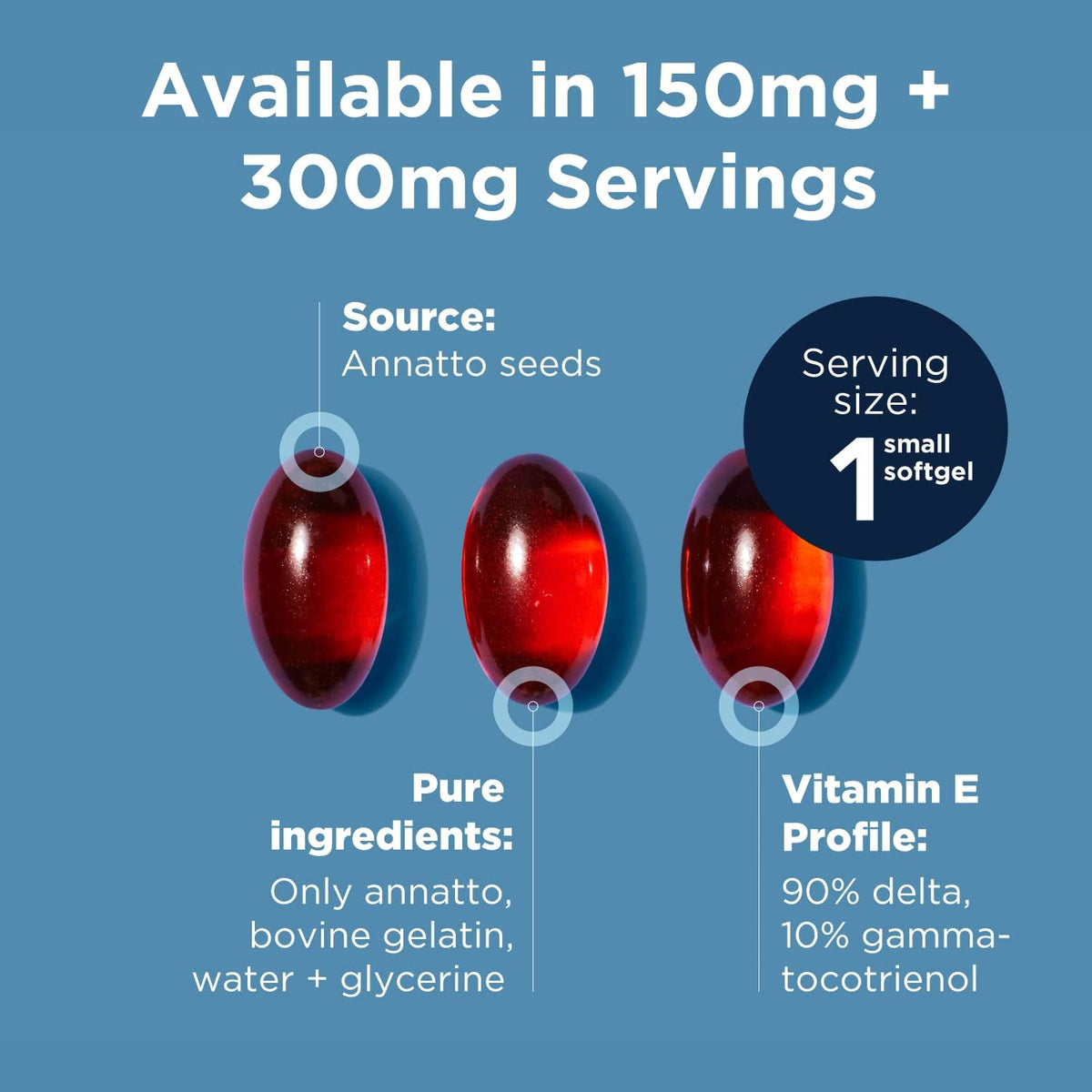 Designs for Health Annatto-E 150 mg Tocotrienols – DeltaGold Vitamin E Complex Food Supplement with Delta and Gamma Tocotrienols – Antioxidant Support – Non-GM (30 Softgels) - görsel 3