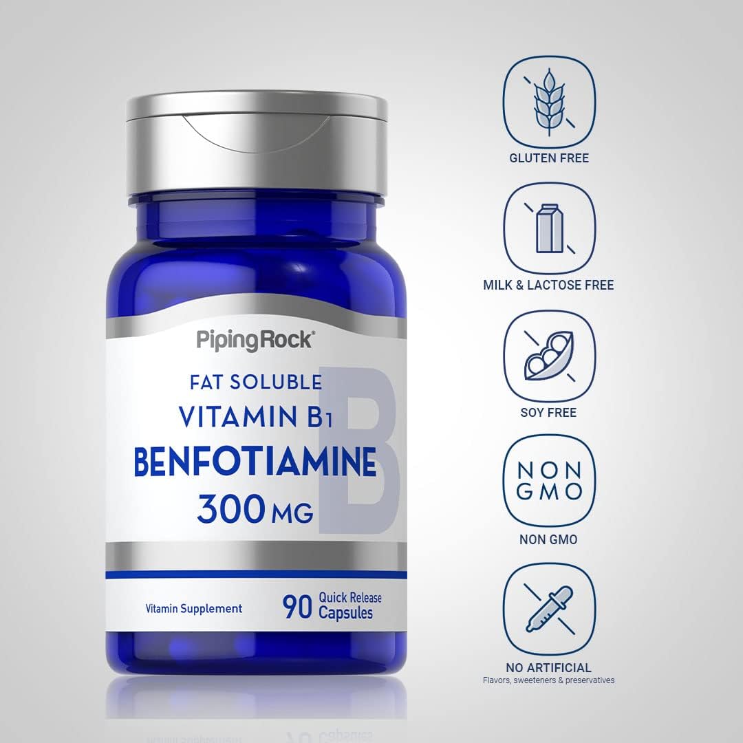 Piping Rock Benfotiamine 300 mg | 90 Capsules | Fat-Soluble Vitamin B1 - görsel 3
