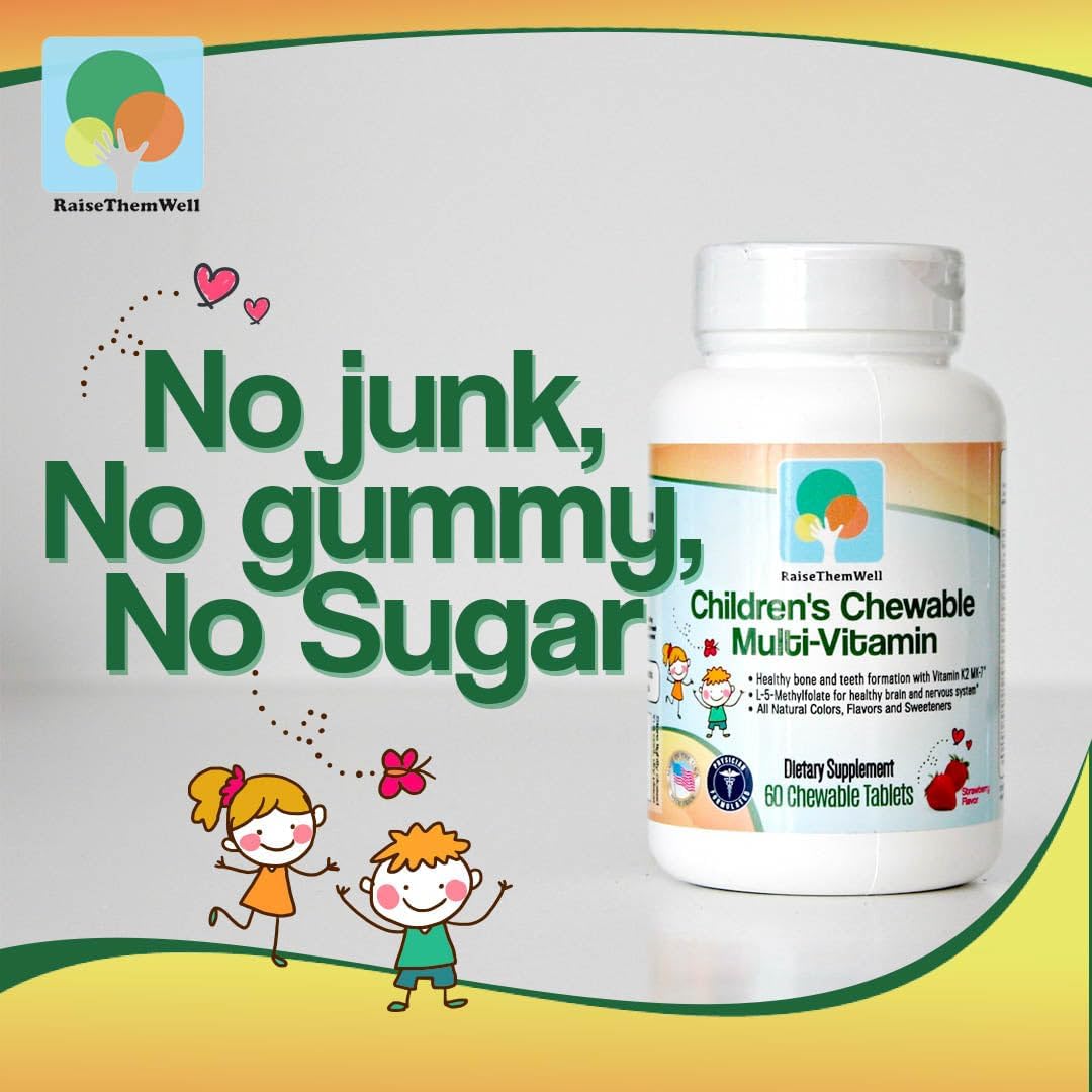 Raise Them Well Tasty Chewable Kids Multivitamin, All-Natural Colours, Flavours & Sweeteners, Strawberry - görsel 3