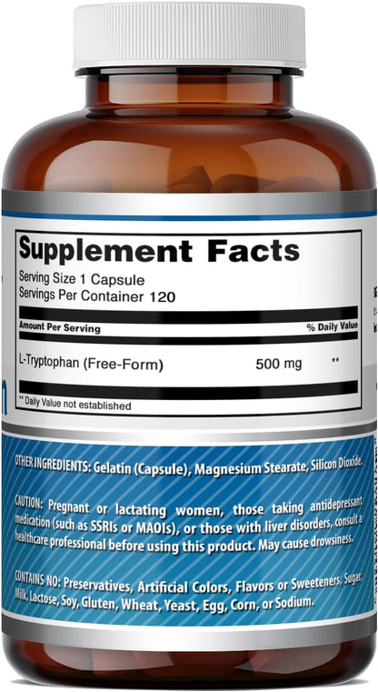 Amazing Formulae L-Tryptophan 500 mg, 120 Capsules