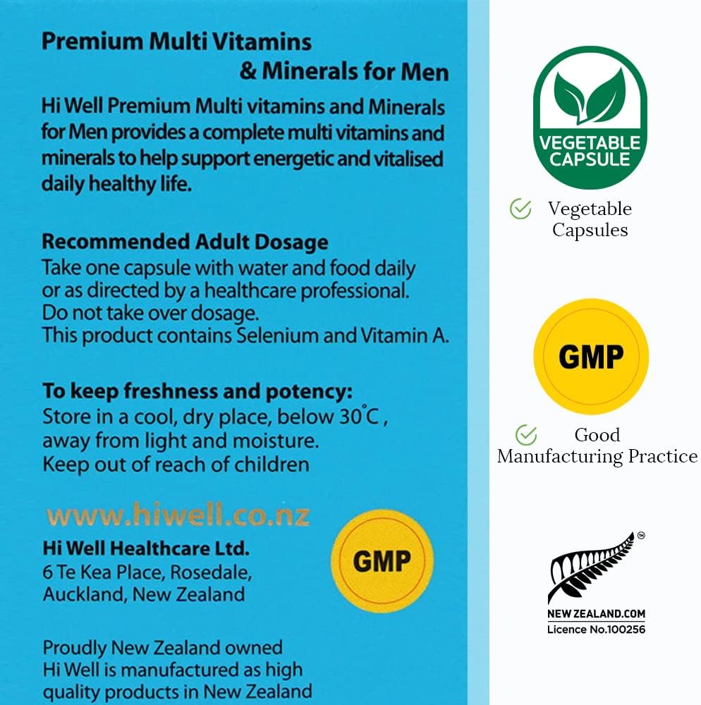 Hi Well Premium Multi Vitamins & Minerals for Men, 60 Capsules - görsel 5
