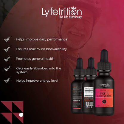 Lyfetrition S-Acetyl L-Glutathione 98mg Liquid Supplement - 120 ml (220 Servings)
