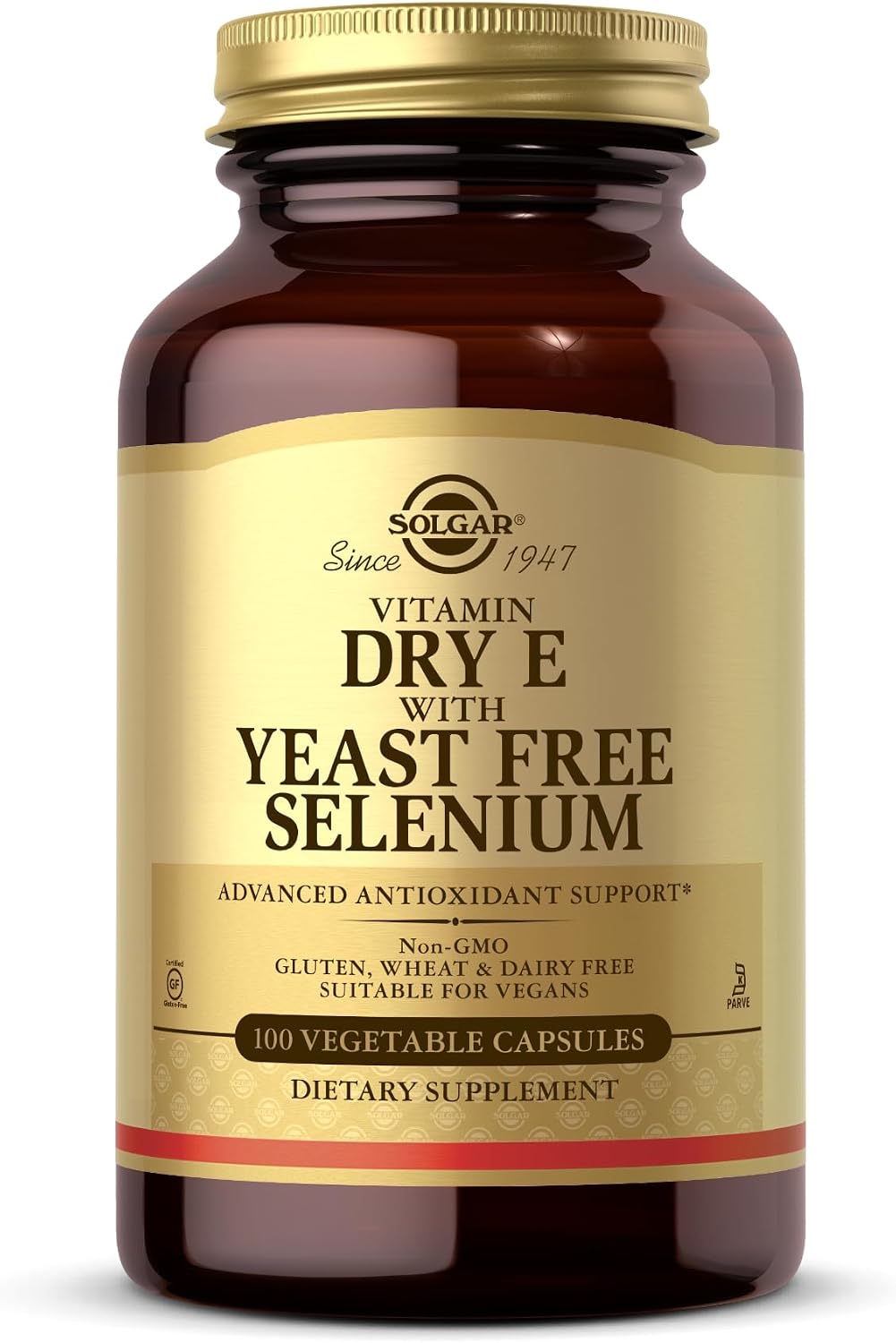 Solgar Dry Vitamin E with Yeast-Free Selenium – 100 Vegetable Capsules – Antioxidant Support - görsel 1
