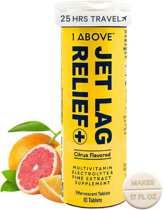 1Above Jet Lag Relief Tablets – Citrus-Flavoured Effervescent Multivitamin with Pycnogenol