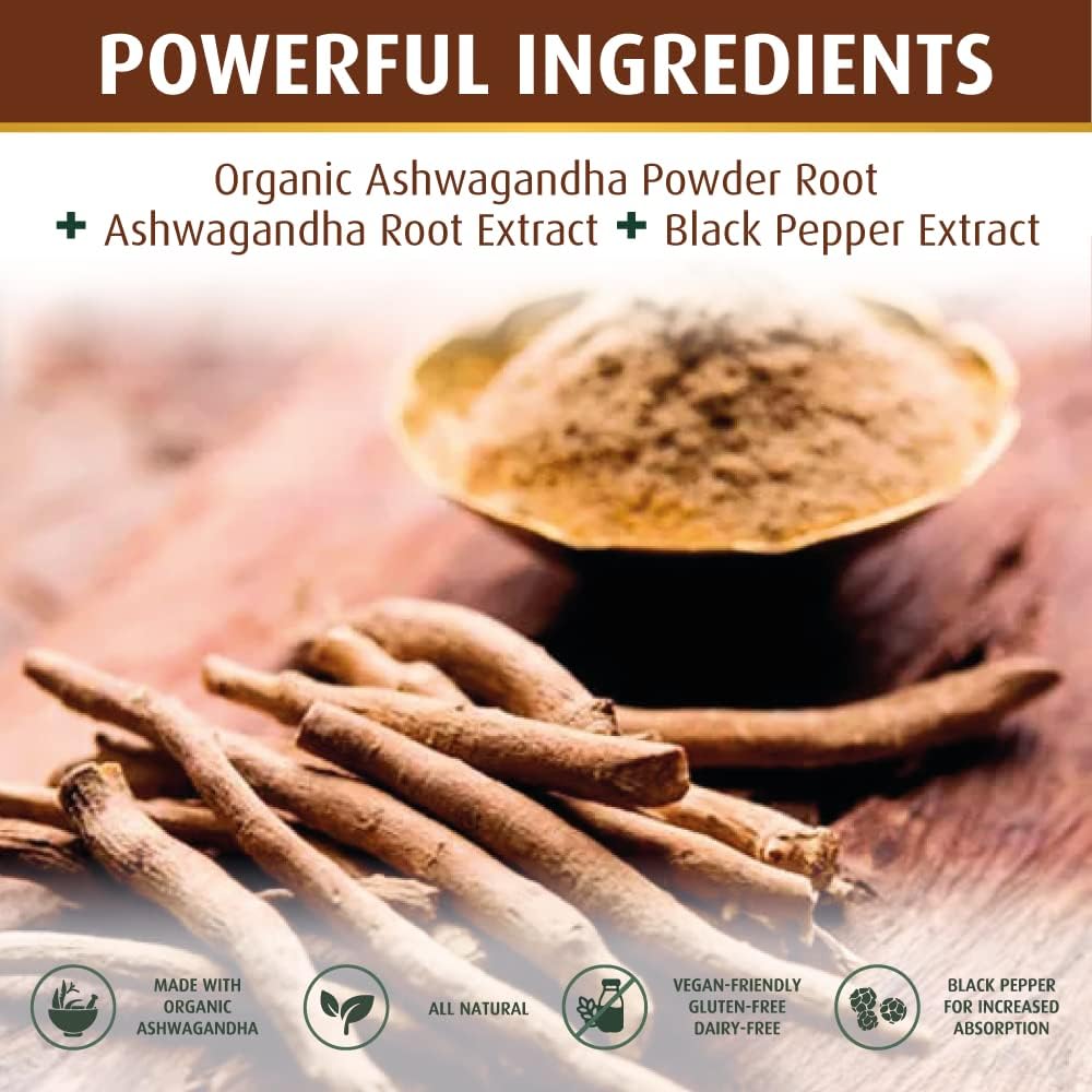 PRATIC LINE Ashwagandha Capsules 3000 mg - 120 Vegan Capsules, Organic Root Powder & Extract, Gluten-free, Made in USA - görsel 6