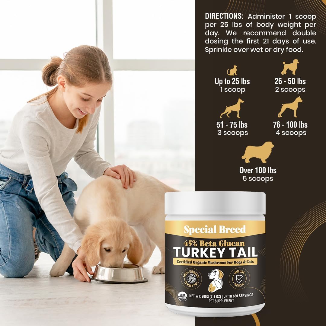 Special Breed Organic Turkey Tail Mushroom for Dogs and Cats, 660 Servings - görsel 8