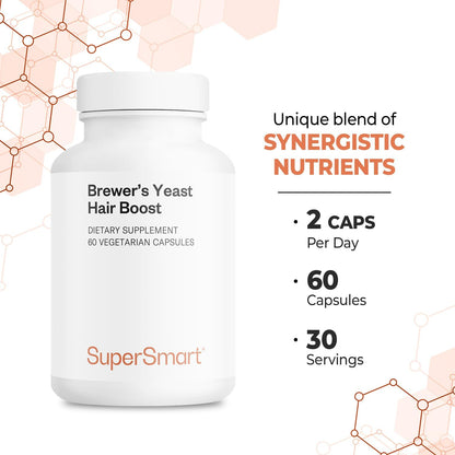 Brewer's Yeast Hair Boost - Advanced Formula with Biotin, Zinc & B6 - Hair Supplement, 60 Vegetarian Capsules