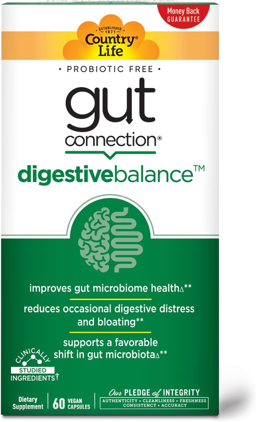 Country Life Gut Connection Digestive Balance – Prebiotic & Digestive Supplement for Gut Health (60 Capsules) - görsel 1