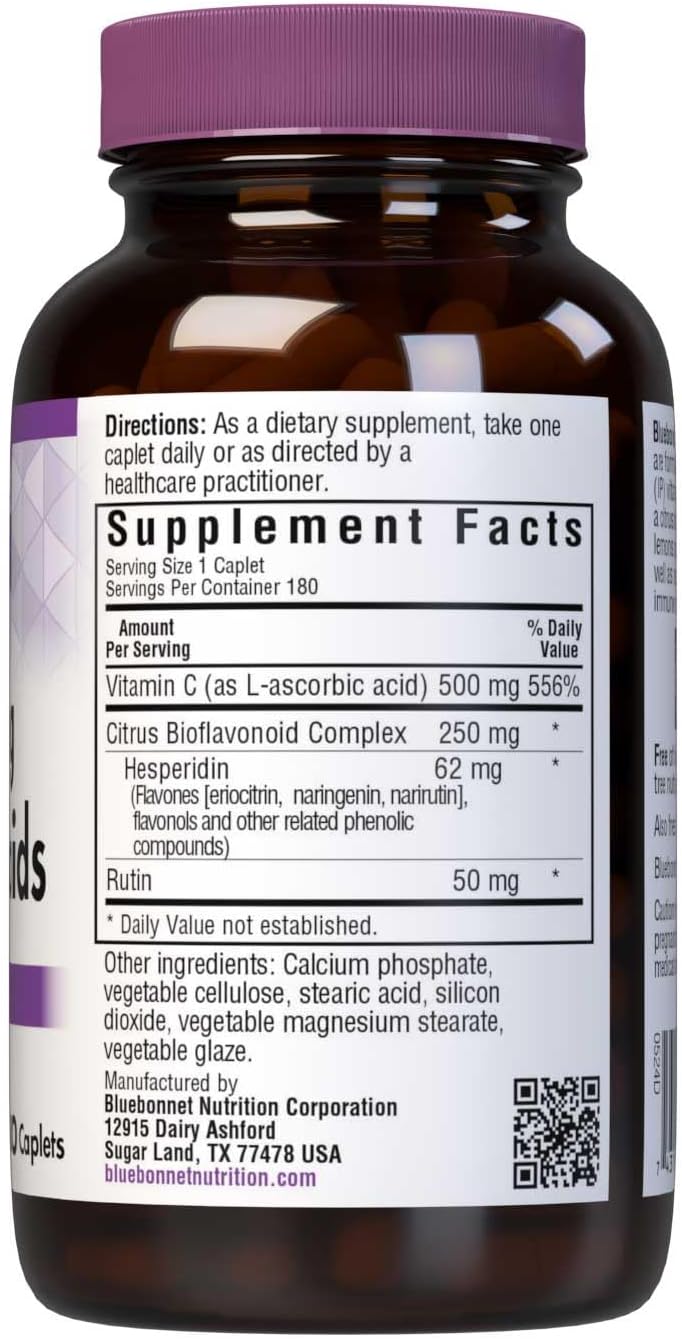 Bluebonnet Nutrition C-500 mg Plus Bioflavonoids, 180 Caplets - görsel 2