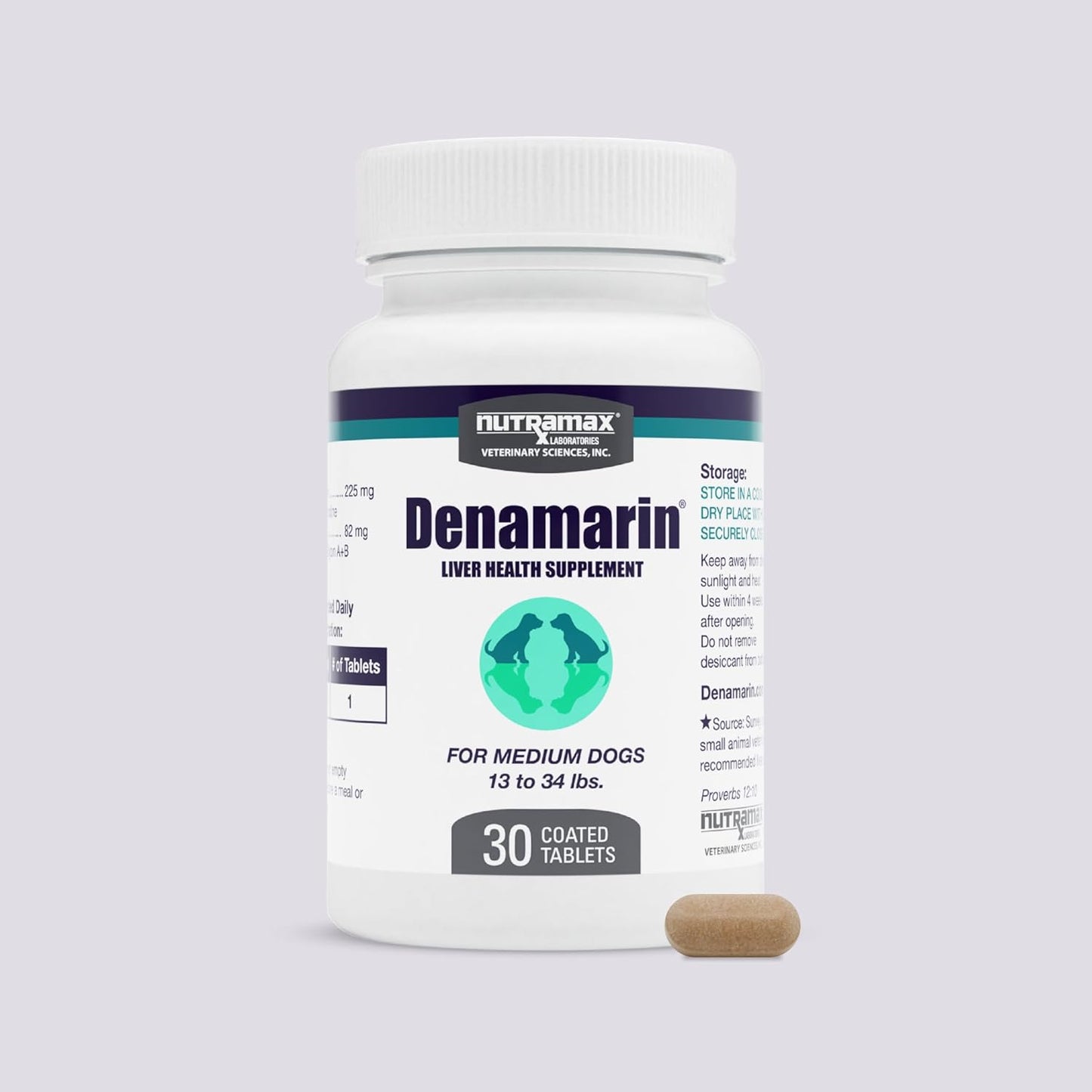 Nutramax Denamarin for Medium Dogs - Liver Support Supplement with SAMe and Silybin, 30 Coated Tablets - görsel 1
