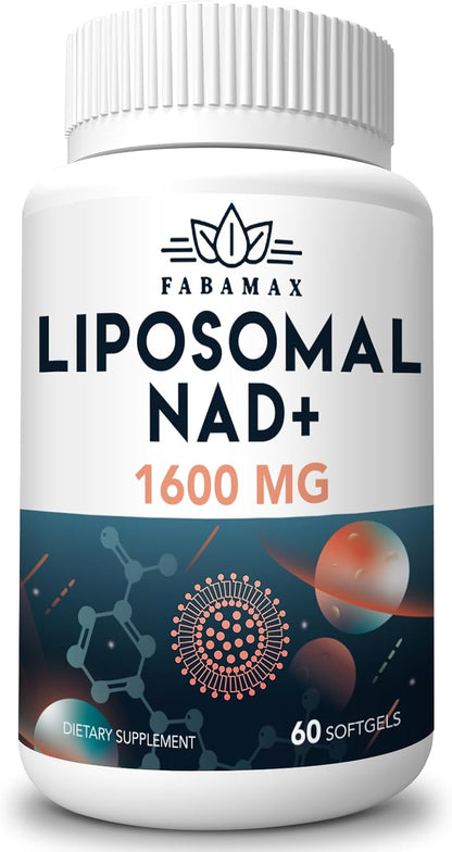 Fabamax 1600 mg Liposomal NAD+ Supplement – 98% Pure NAD+, Superior Absorption, 120 Softgels