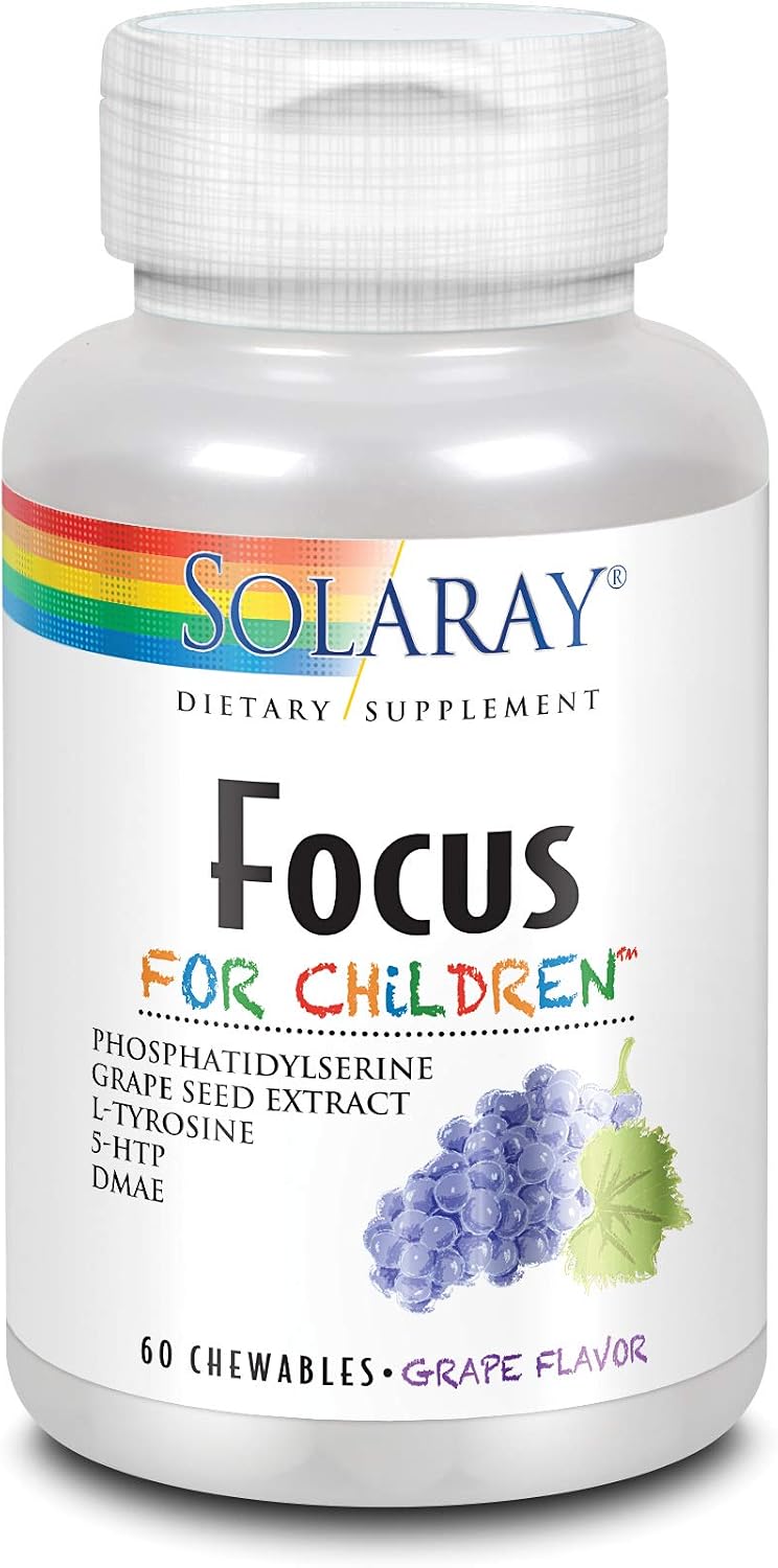 Solaray Kids Focus Chewables with Phosphatidylserine - Natural Cognitive Development Support with DMAE - 60 Chewables - görsel 1
