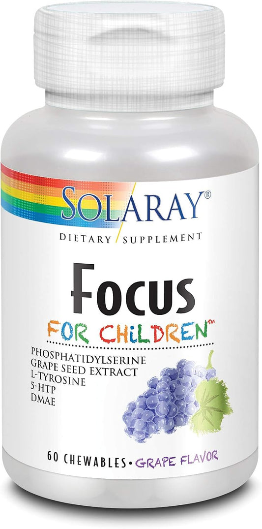 Solaray Kids Focus Chewables with Phosphatidylserine - Natural Cognitive Development Support with DMAE - 60 Chewables
