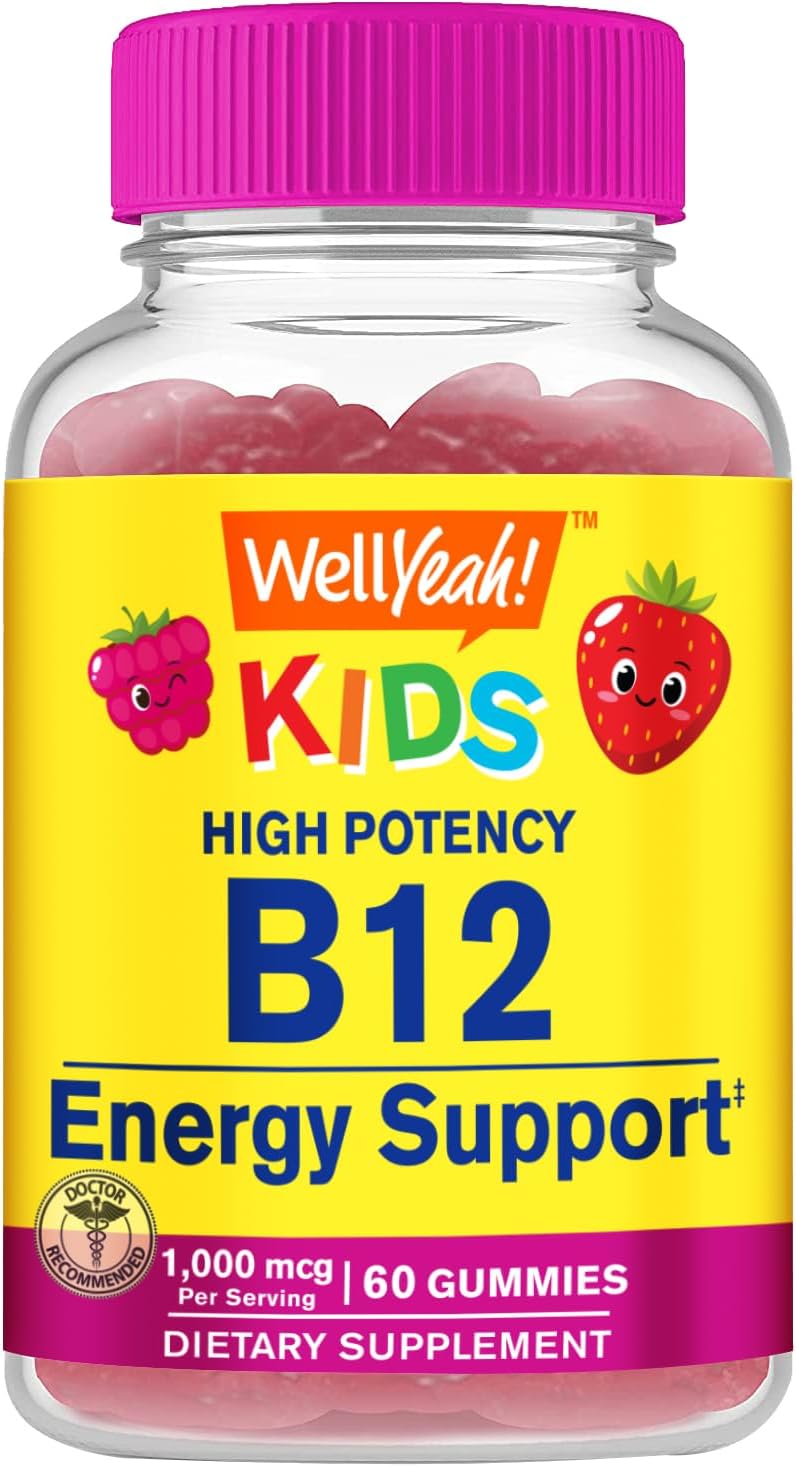 WellYeah Vitamin B12 Gummies for Kids - 1000 mcg, Berry Flavour, 60 Gummies - görsel 1