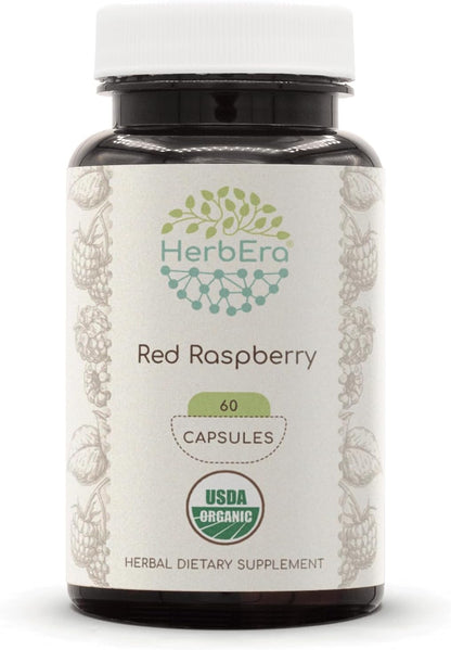 HerbEra USDA Organic Red Raspberry Leaf Capsules – Traditional Herbal Support, Rubus Idaeus Dried Leaf, Daily Wellness Capsules, Vegan, Herbal Supplement (60 Capsules)