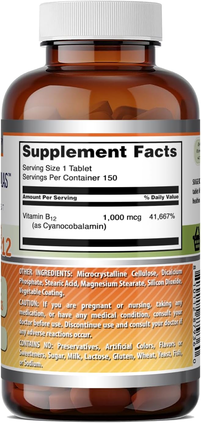 Amazing Formulae Vitamin B12 (Cyanocobalamin) 1000 mcg – 150 Tablets - görsel 5