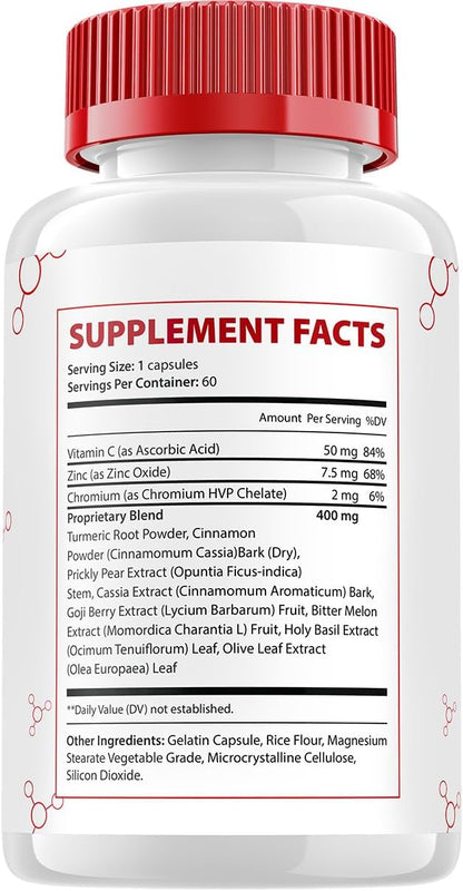 Gluco Maxum Capsules – Advanced All-Natural Food Supplement for Healthy Blood Glucose Levels (60 Capsules)