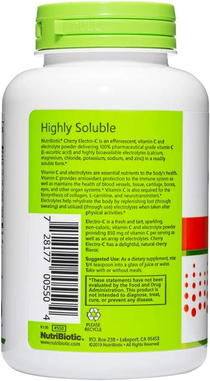 NutriBiotic Cherry Electro-C Vitamin C & Electrolyte Powder, 227 g