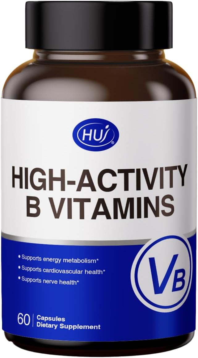 HUJ High-Activity B Vitamins – Contributes to Normal Energy Metabolism and Nervous System Function – Food Supplement with 8 B Vitamins, Inositol and D-Chiro Inositol – 60 Capsules - görsel 1