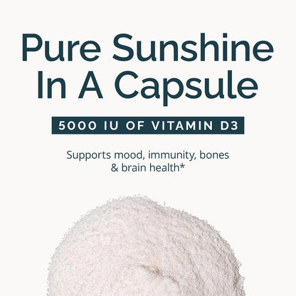 BRAINMD Dr. Amen Vitamin D3 5000 IU, 100 Softgels – High Strength Cholecalciferol Supplement