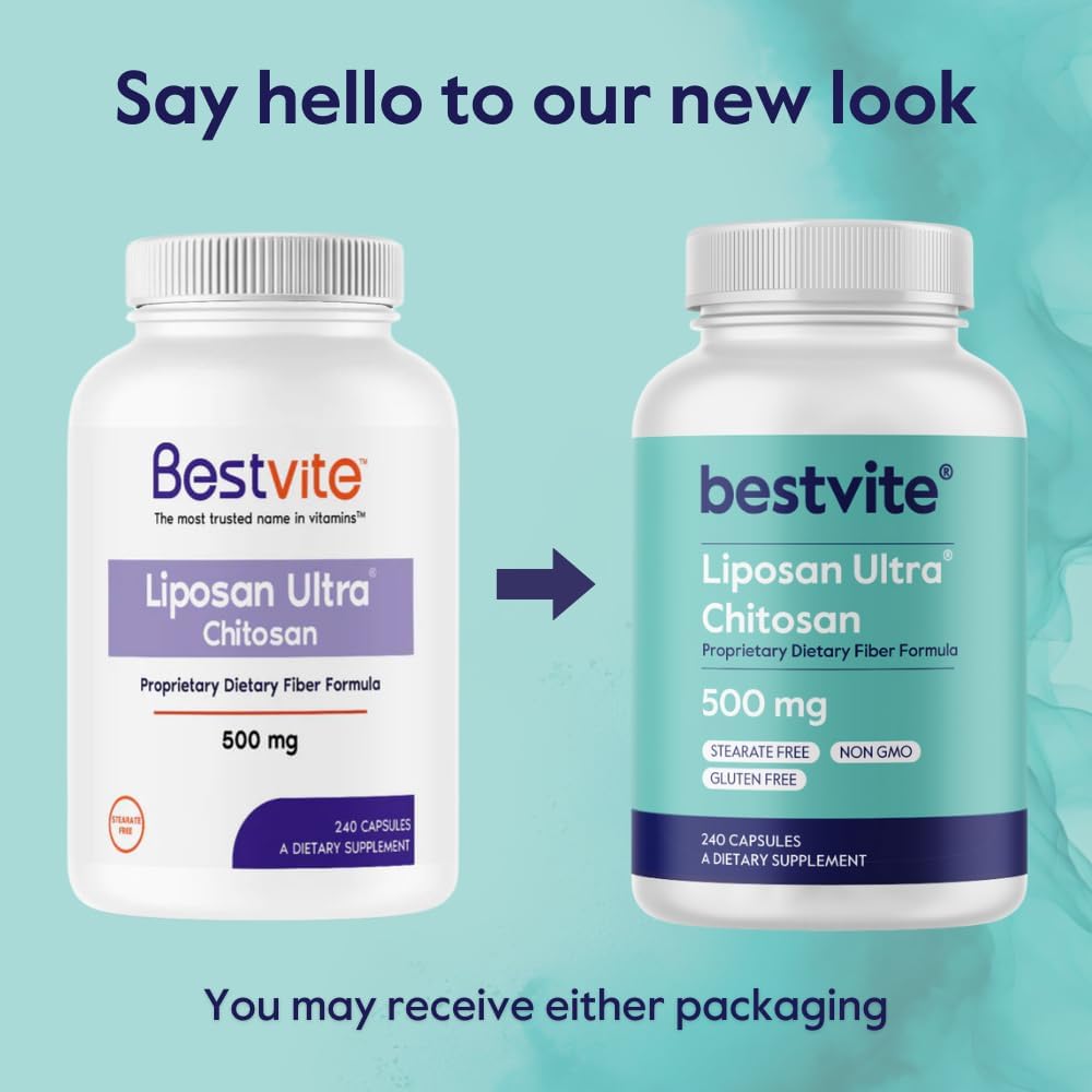 BESTVITE Liposan Ultra Chitosan 500mg (240 Capsules) – Patented Fast-Acting Chitosan – No Fillers - görsel 7