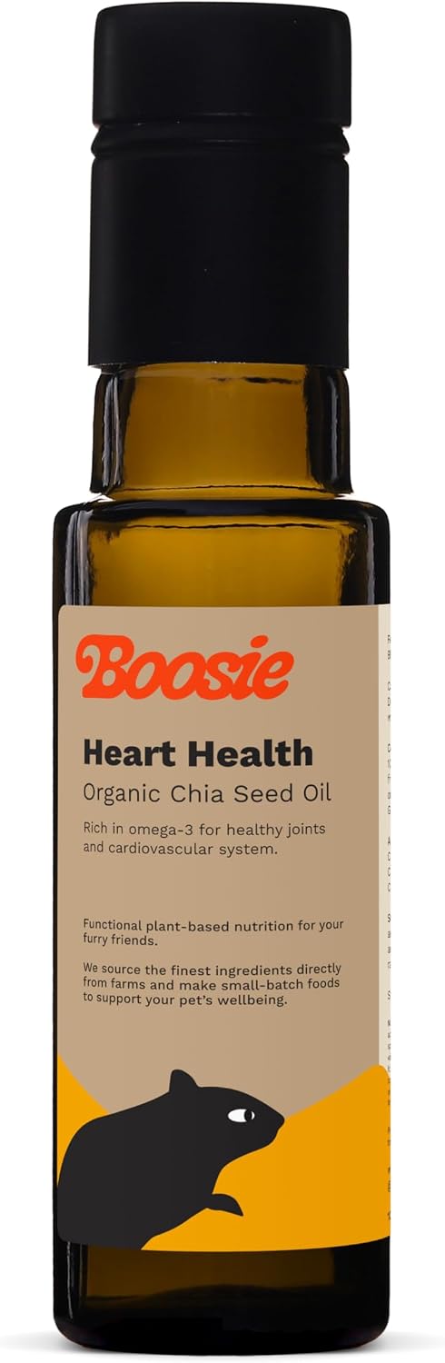 Boosie Organic Chia Seed Oil for Dogs and Cats 100 ml - Rich in Omega-3 - Supports Joint, Heart and Brain Health - Antioxidant - 100% Natural Without Additives or Preservatives - Pet Nutrition